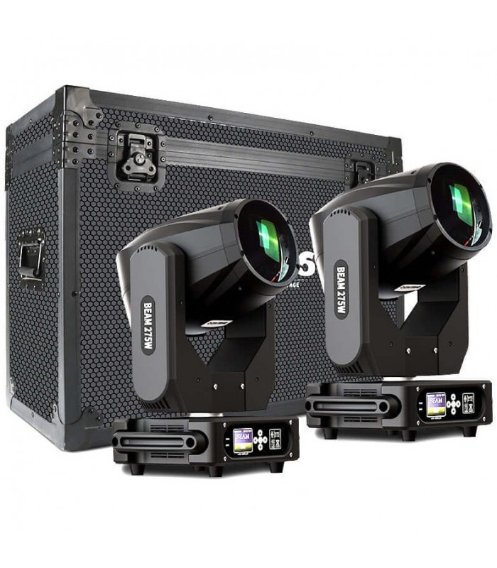 SHEHDS BEAM 275W 10R COPPIA TESTE MOBILI R10 275W DMX 14/16 CANALI 18 GOBOS DOPPIO PRISMA STROBO 14 COLORI + BIANCO + CASE