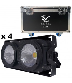 GOLDEN CENTURY GZ2B WARM+COLD WHITE BLINDER LED 2 x 100 WATT WARM WHITE DMX - AUTO - MASTER SLAVE - AUTO - SOUND ACTIVE 4 PEZZI 