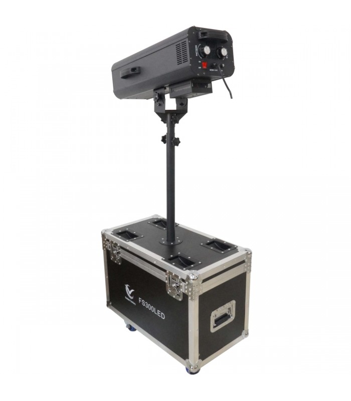 GOLDEN CENTURY FS300LED FOLLOWSPOT ( OCCHIO DI BUE ) SEGUIPERSONA A LED 300 WATT CON SUPPORTO STAND E FLIGHT-CASE