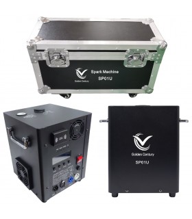 GOLDEN CENTURY SP01U COPPIA SPARK MACHINE 650 WATT FONTANA LUMINOSA FREDDA DMX + FLIGHTCASE