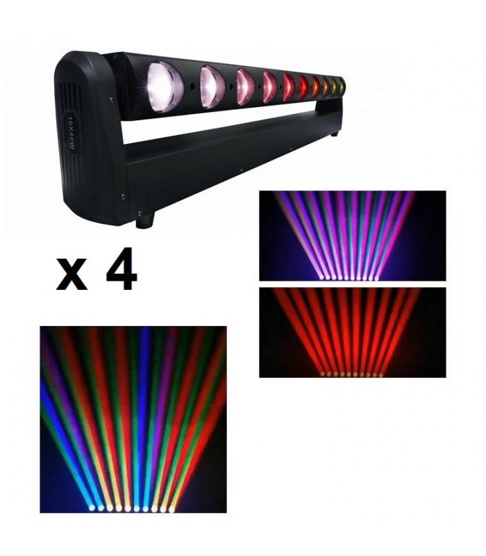 GOLDEN CENTURY MH1040 BARRA MOTORIZZATA 10 LED DA 40W RGBW IN BUNDLE 4 IN 1 FLIGHT CASE