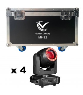 GOLDEN CENTURY MH92 TESTA MOBILE SPOT BEAM 80W + ANELLO RING 12 LED RGB IN BUNDLE 4 IN 1 FLIGHT CASE