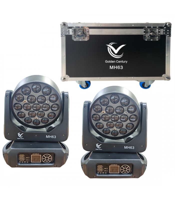 GOLDEN CENTURY MH63 TESTA MOBILE BEE EYES 19 X 15W RGBW IN BUNDLE 2 IN 1 FLIGHT CASE