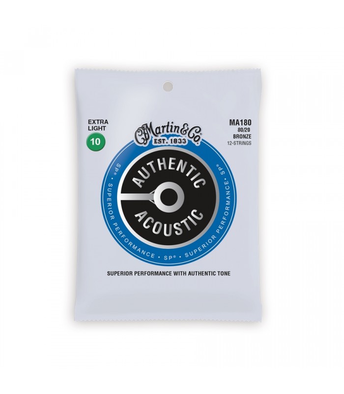 MARTIN MA180 CORDE PER CHITARRA ACUSTICA 12 CORDE 10-47 AUTHENTIC SP EXTRA LIGHT