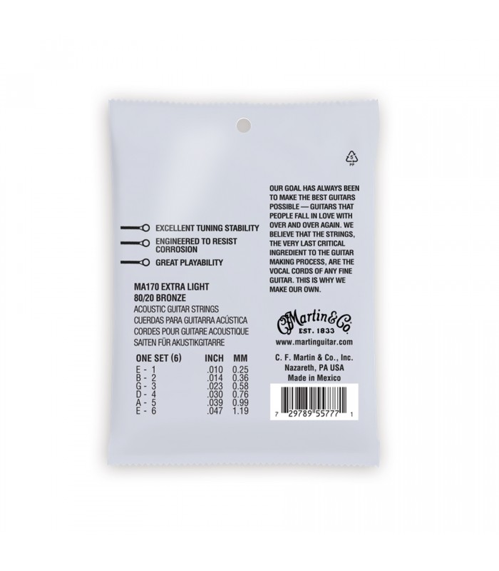 MARTIN MA170 CORDE PER CHITARRA ACUSTICA 10-47 AUTHENTIC SP EXTRA LIGHT BRONZE