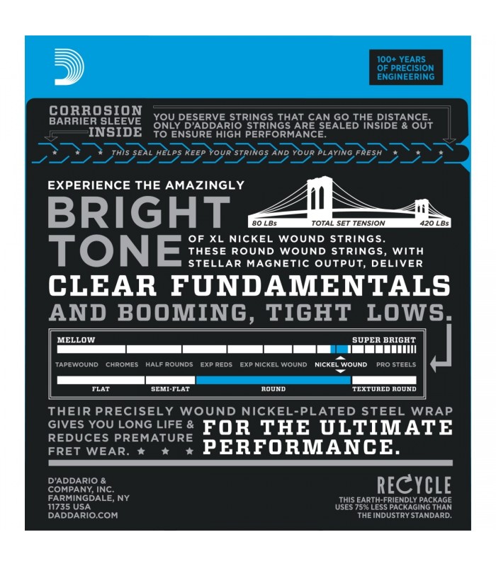 D'ADDARIO EXL170-6 CORDE PER BASSO 6 CORDE 32-130