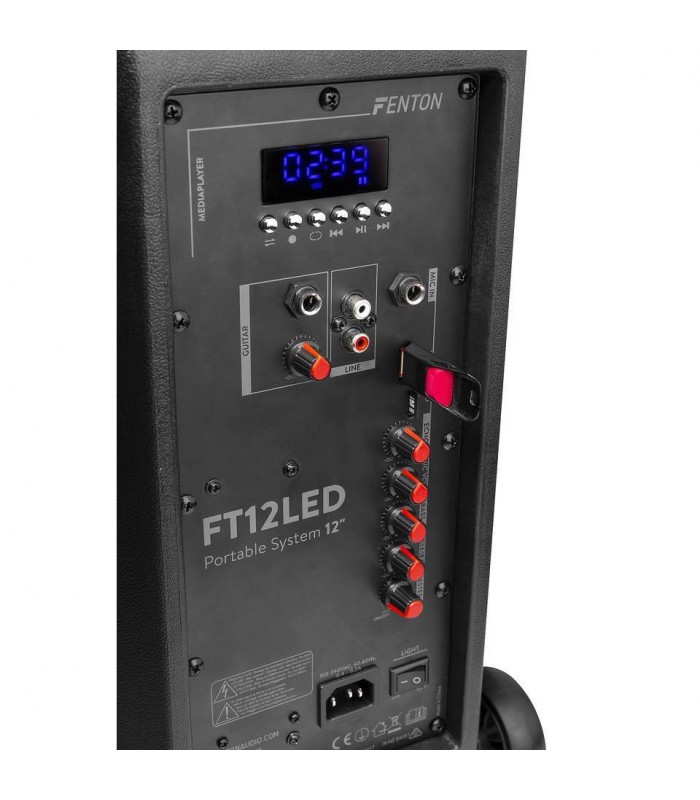 FENTON FT12LED CASSA PORTATILE A BATTERIA 12'' 700W USB MP3 BT RADIOMICROFONO