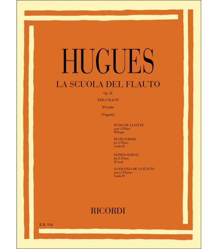HUGUES LA SCUOLA DEL FLAUTO OP. 51 PER 2 FLAUTI II GRADO RICORDI