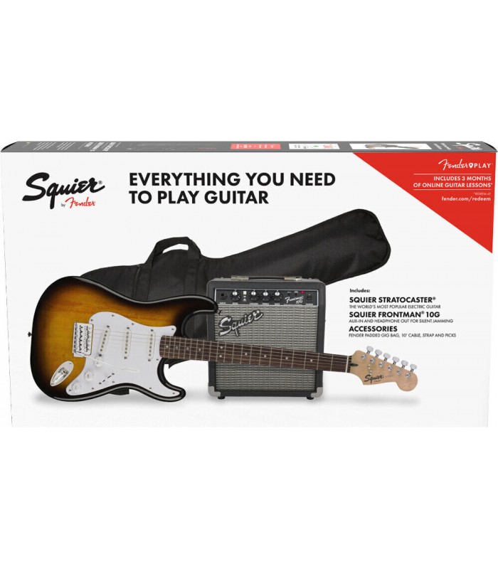 FENDER SQUIER STRATOCASTER SSS PACK 10G BROWN SUNBURST