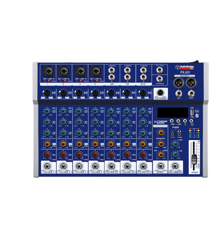 AUDIODESIGN PX431 MIXER AUDIO 8CH. USB BT CON EFFETTI VOCE