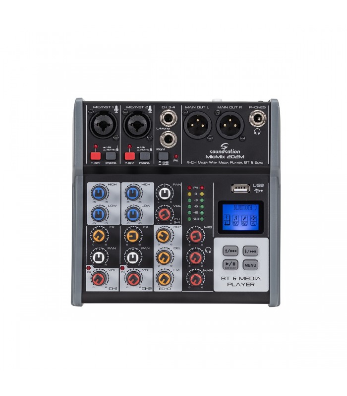 SOUNDSATION MIOMIX 202M MIXER AUDIO USB + BT + EFFETTO ECO