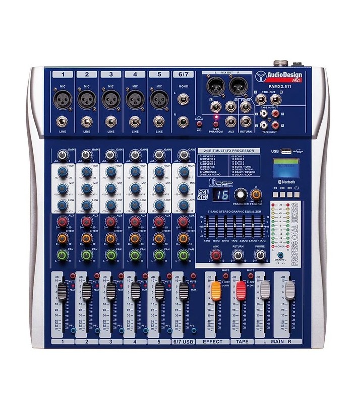 AUDIODESIGN PAMX2 511 MIXER AUDIO 7CH USB BT EFFETTI VOCE