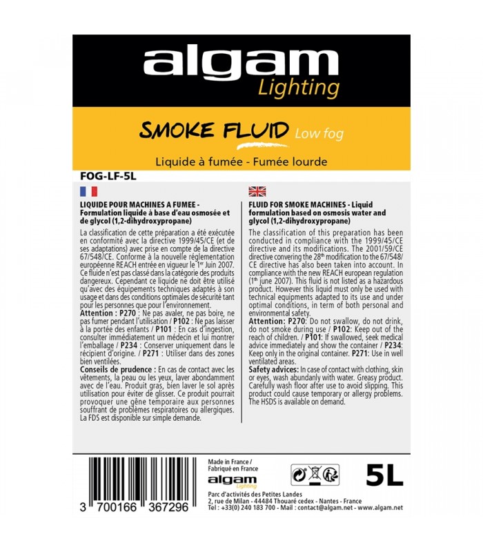 Algam Lighting FOG-LF-5L Liquido Fumo Basso 5L