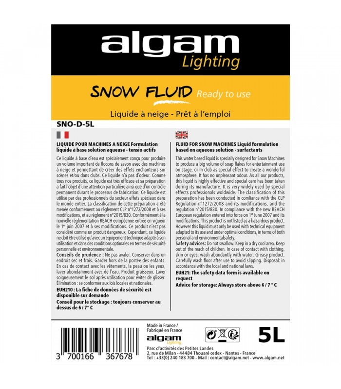 Algam Lighting SNO-D-5L Liquido Neve Pronto all'Uso 5L