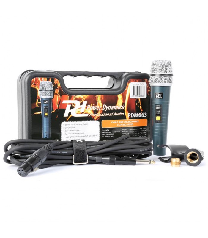 Power Dynamics PDM663 Dynamic Microphone in Case