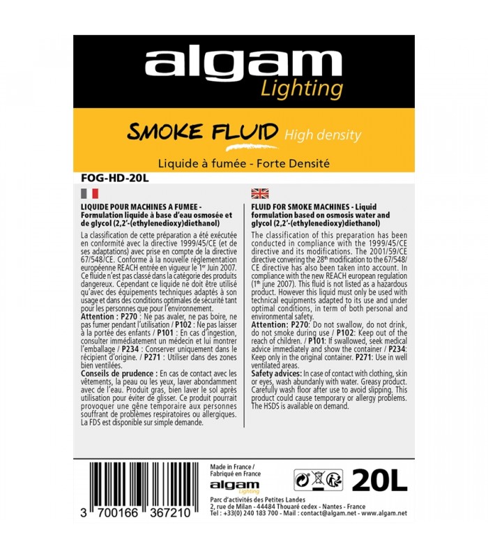 Algam Lighting FOG-HD-20L Liquido Fumo Alta Densità 20L