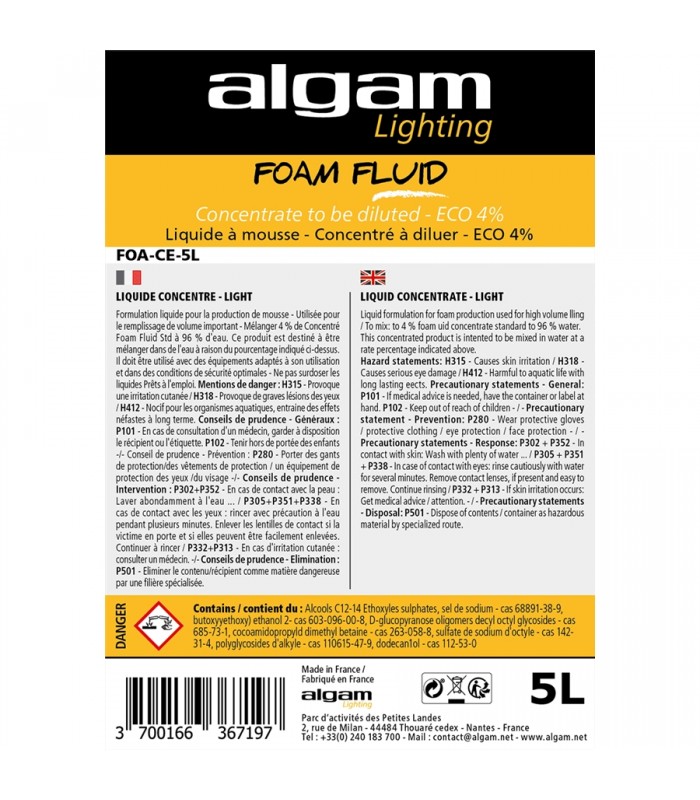 Algam Lighting FOA-CE-5L Liquido Schiumogeno Concentrato ECO 4% 5L