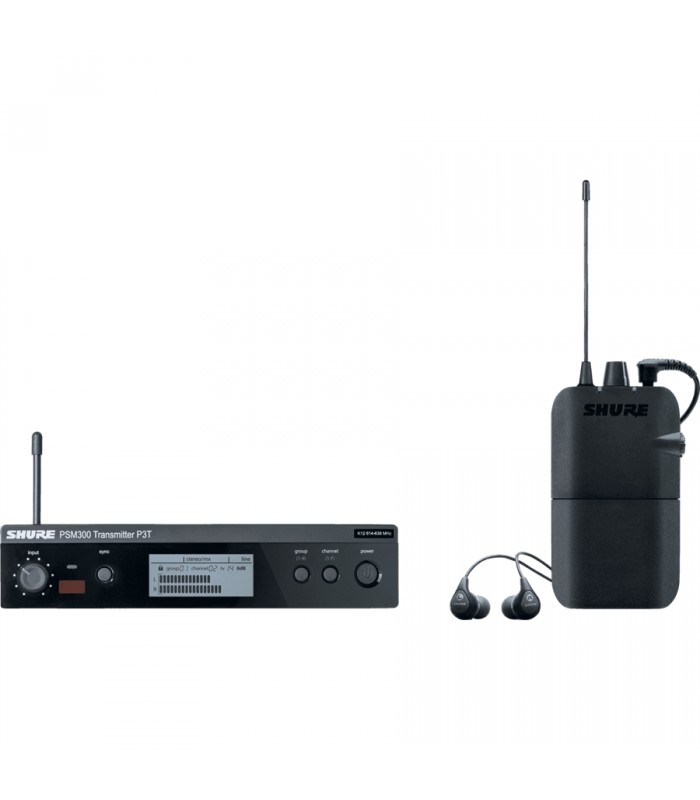Shure P3TER112GR trasmettitore P3TE, ricevitore P3R, auricolari SE112. (L19)